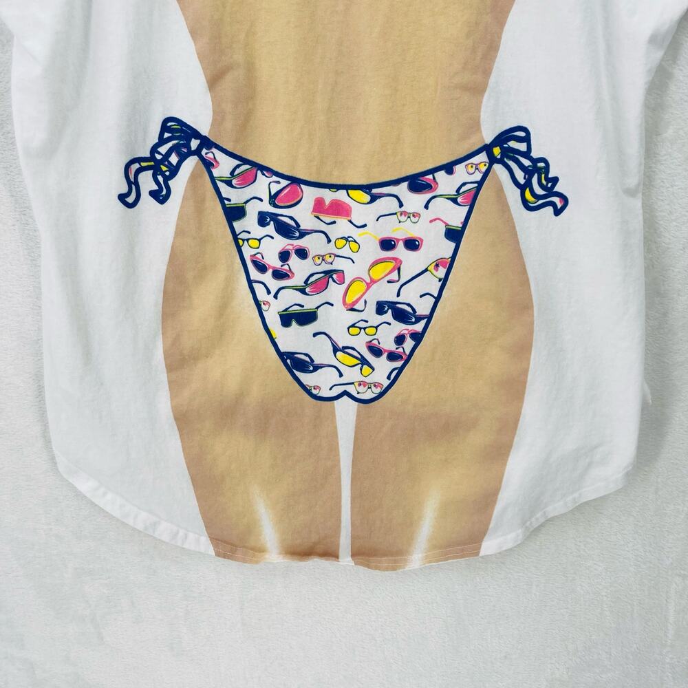 Vintage Bikini All Over Print Shirt Adult OSFA White Beach LA Prints Humor - Picture 10 of 11